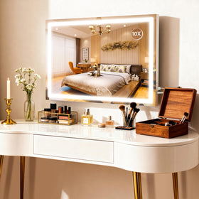 ROLOVE Large Vanity Mirror side view showing USB port