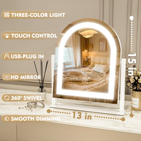 ROLOVE Lighted Makeup Mirror with 10x magnifier attached