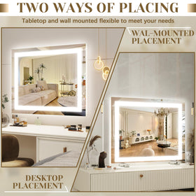 ROLOVE Lighted Vanity Mirror close-up of ultra-clear glass surface