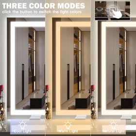 ROLOVE Lighted Vanity Mirror mounted on a wall in a bathroom