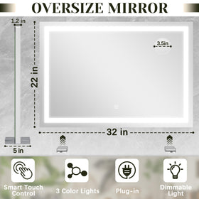 ROLOVE Lighted Vanity Mirror showing 10X magnifier