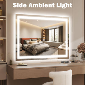 ROLOVE Lighted Vanity Mirror showing 3-color temperature settings