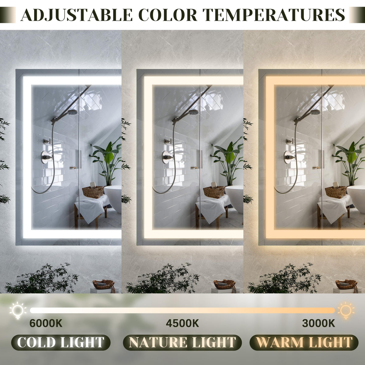 ROLOVE Lighted Vanity Mirror with adjustable brightness