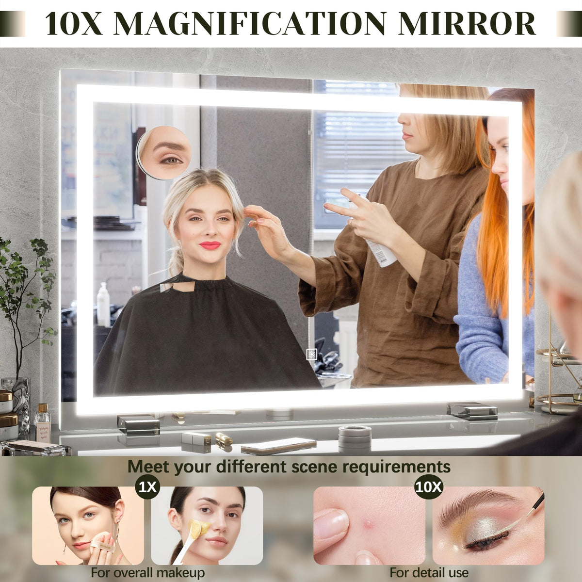 ROLOVE Lighted Vanity Mirror with warm lighting