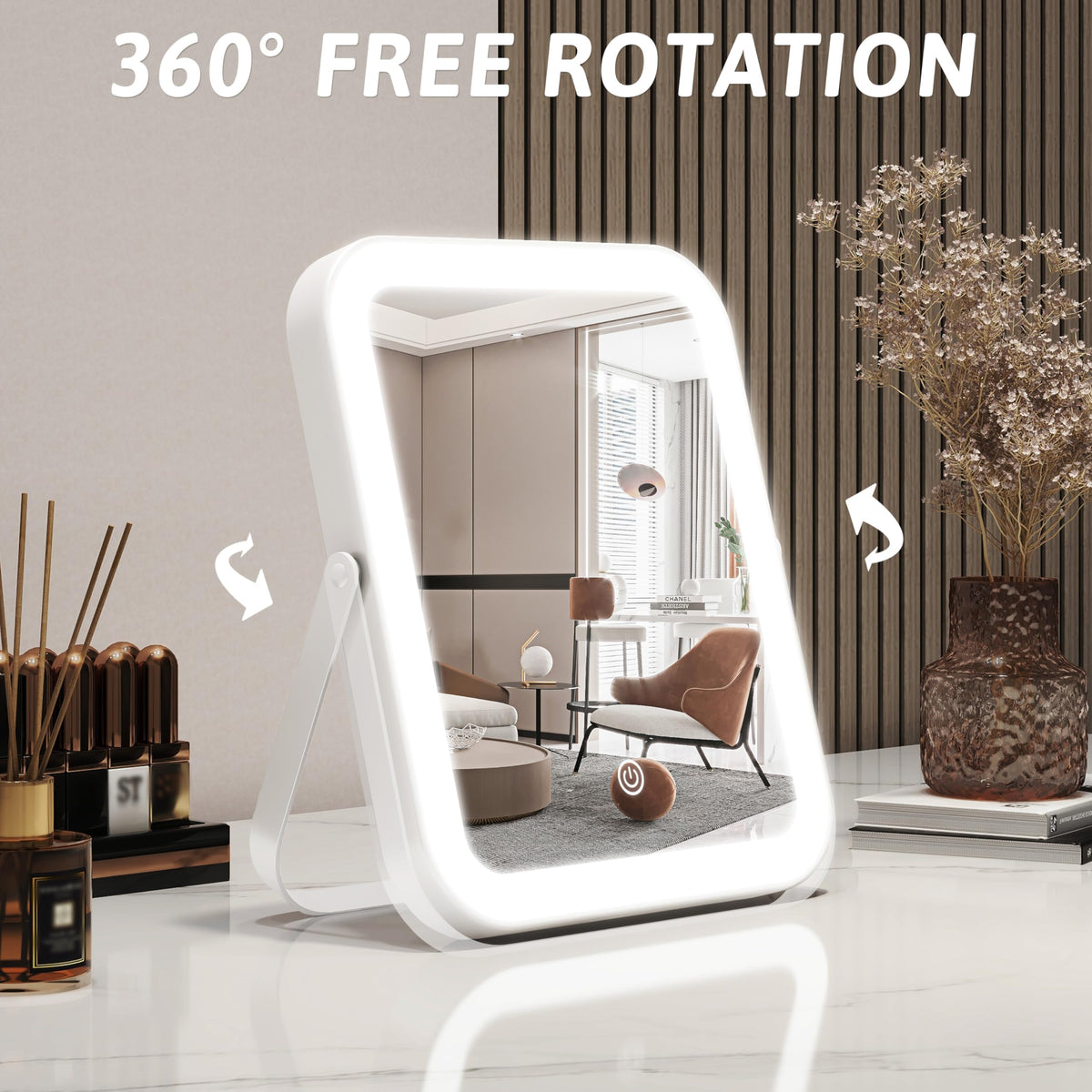 ROLOVE mirror demonstrating 360-degree rotation