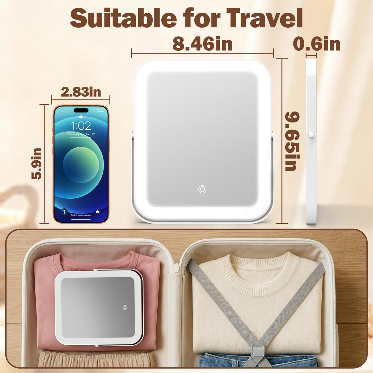 ROLOVE Travel Makeup Mirror packaging view