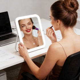 ROLOVE Travel Makeup Mirror side view showing portable design