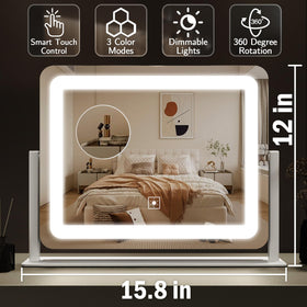 ROLOVE Vanity Mirror displaying three color lighting modes