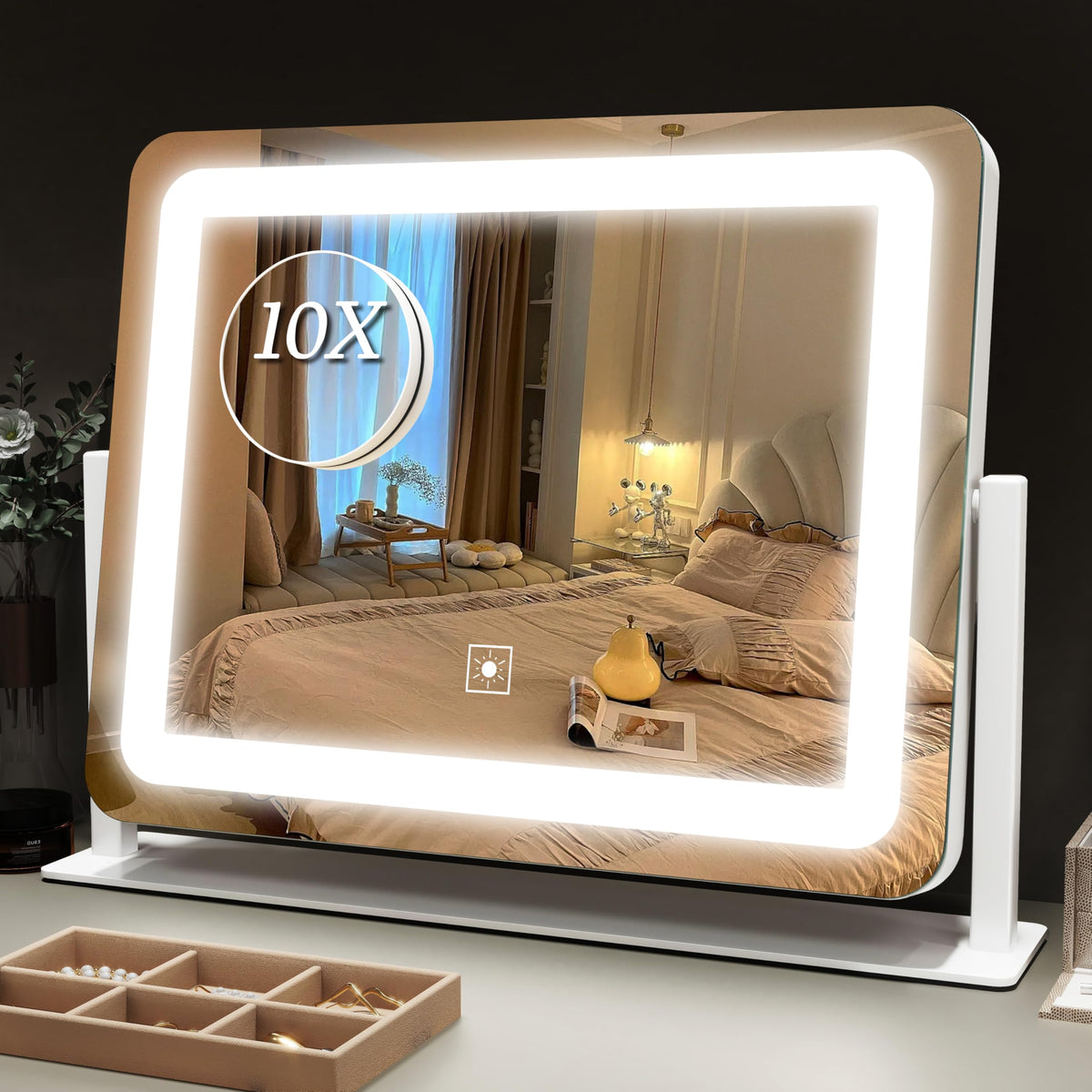 ROLOVE Vanity Mirror front view with built-in LED lights