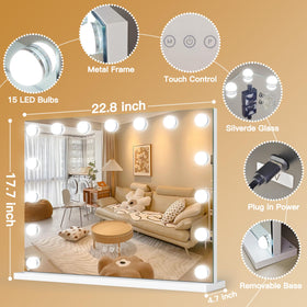 ROLOVE Vanity Mirror mounted on a wall in a stylish bathroom