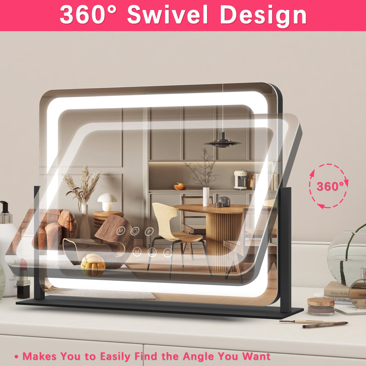 ROLOVE Vanity Mirror with detachable baseboard installation