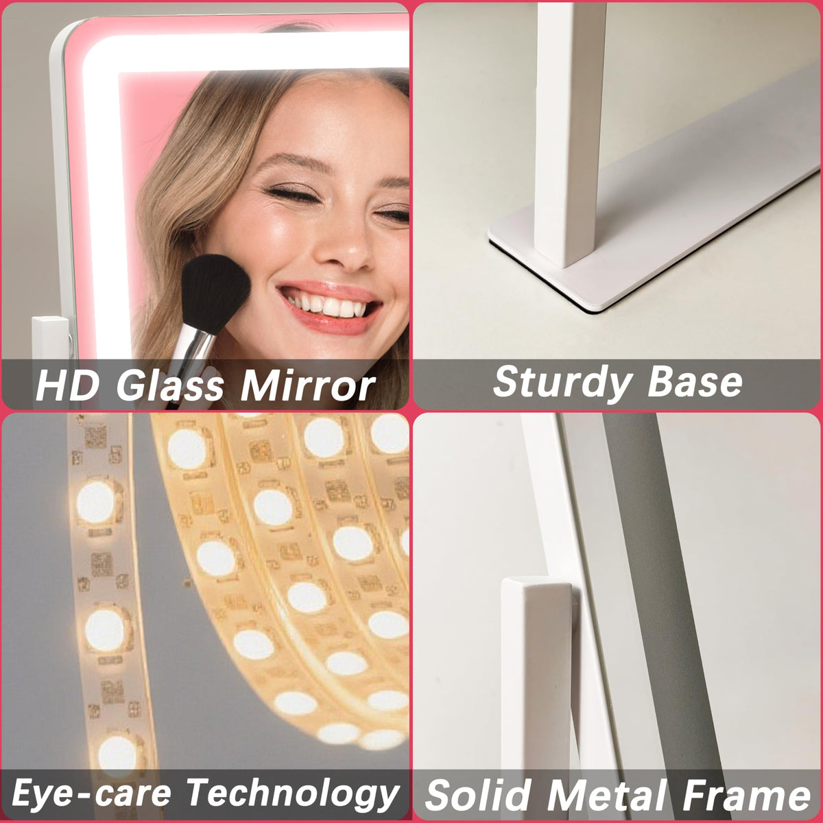 ROLOVE Vanity Mirror with Lights close-up of touch control