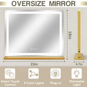 ROLOVE vanity mirror with lights displaying warm light mode
