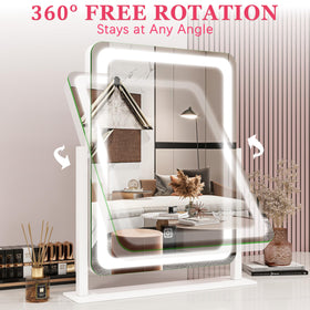 ROLOVE Vanity Mirror with Lights side view showing 360° rotation