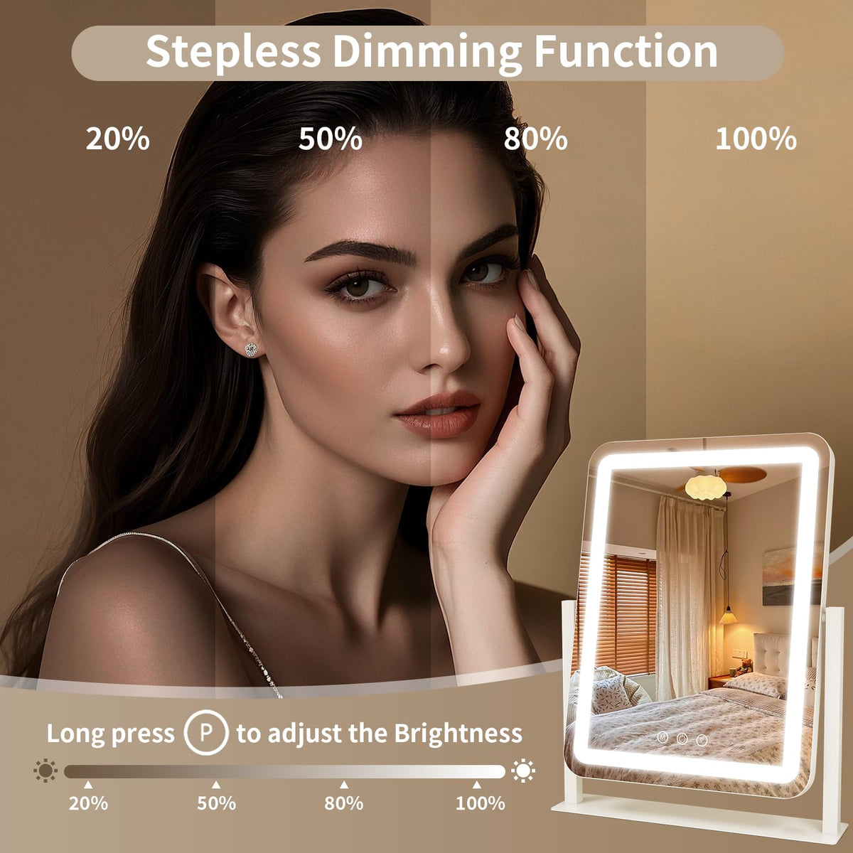 ROLOVE Vanity Mirror with warm light setting