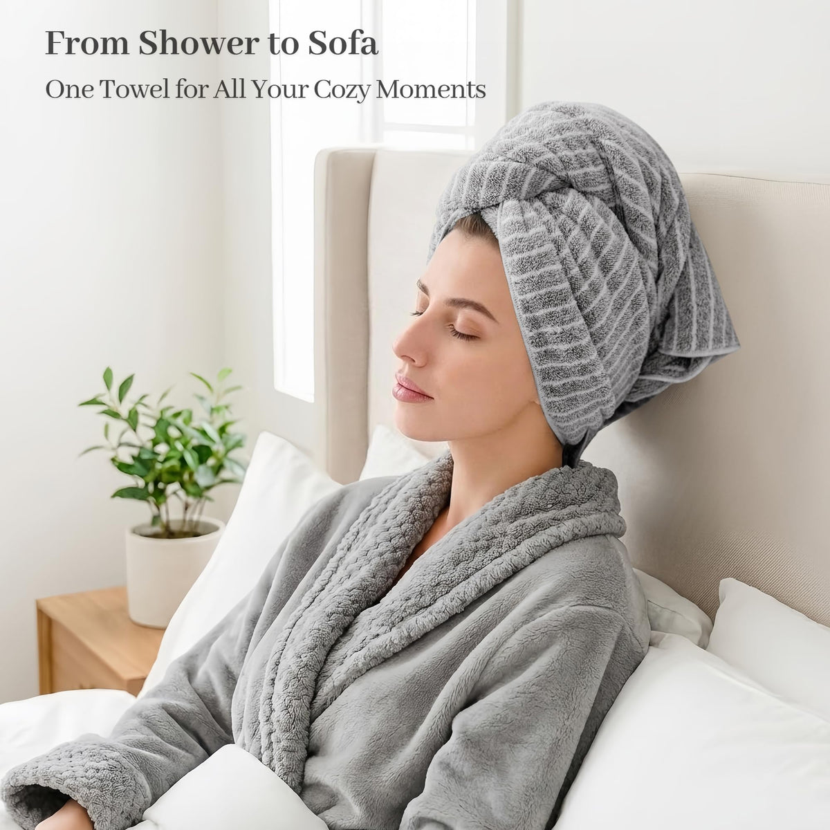 ROLSHOL hair towel wrap folded for storage