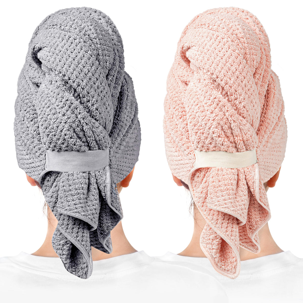 ROLSHOL large microfiber hair towel wrap in blue front view