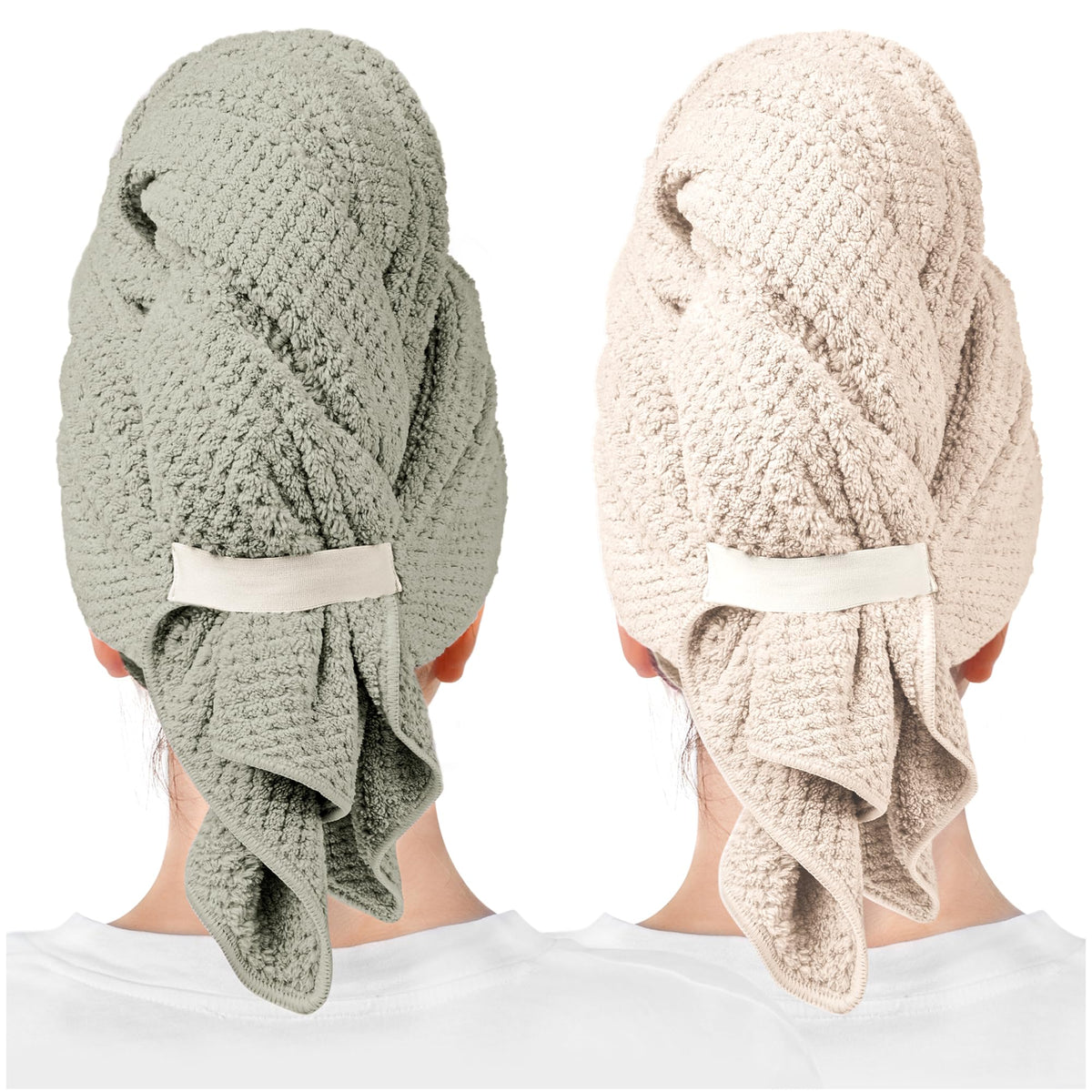 ROLSHOL microfiber hair towel wrap in grey front view