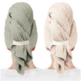 ROLSHOL microfiber hair towel wrap in grey front view