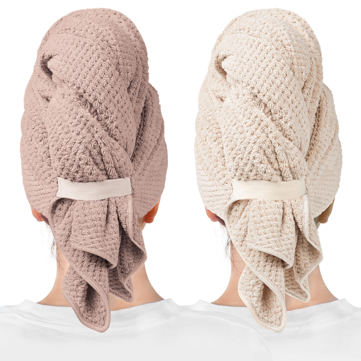 ROLSHOL microfiber hair towel wrap in pink, front view