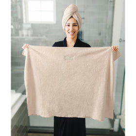 ROLSHOL microfiber hair towel wrap in pink front view