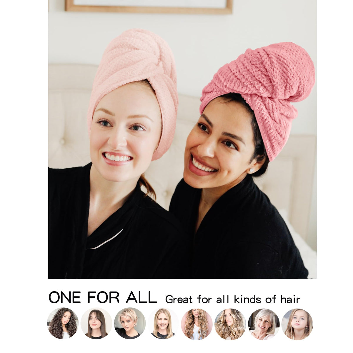 ROLSHOL Microfiber Hair Towel Wraps close-up of elastic band