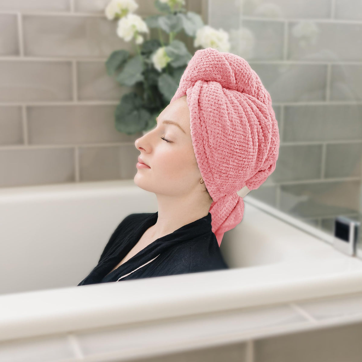 ROLSHOL Microfiber Hair Towel Wraps displayed with packaging