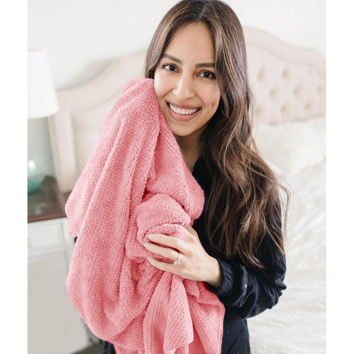 ROLSHOL Microfiber Hair Towel Wraps in a bathroom setting