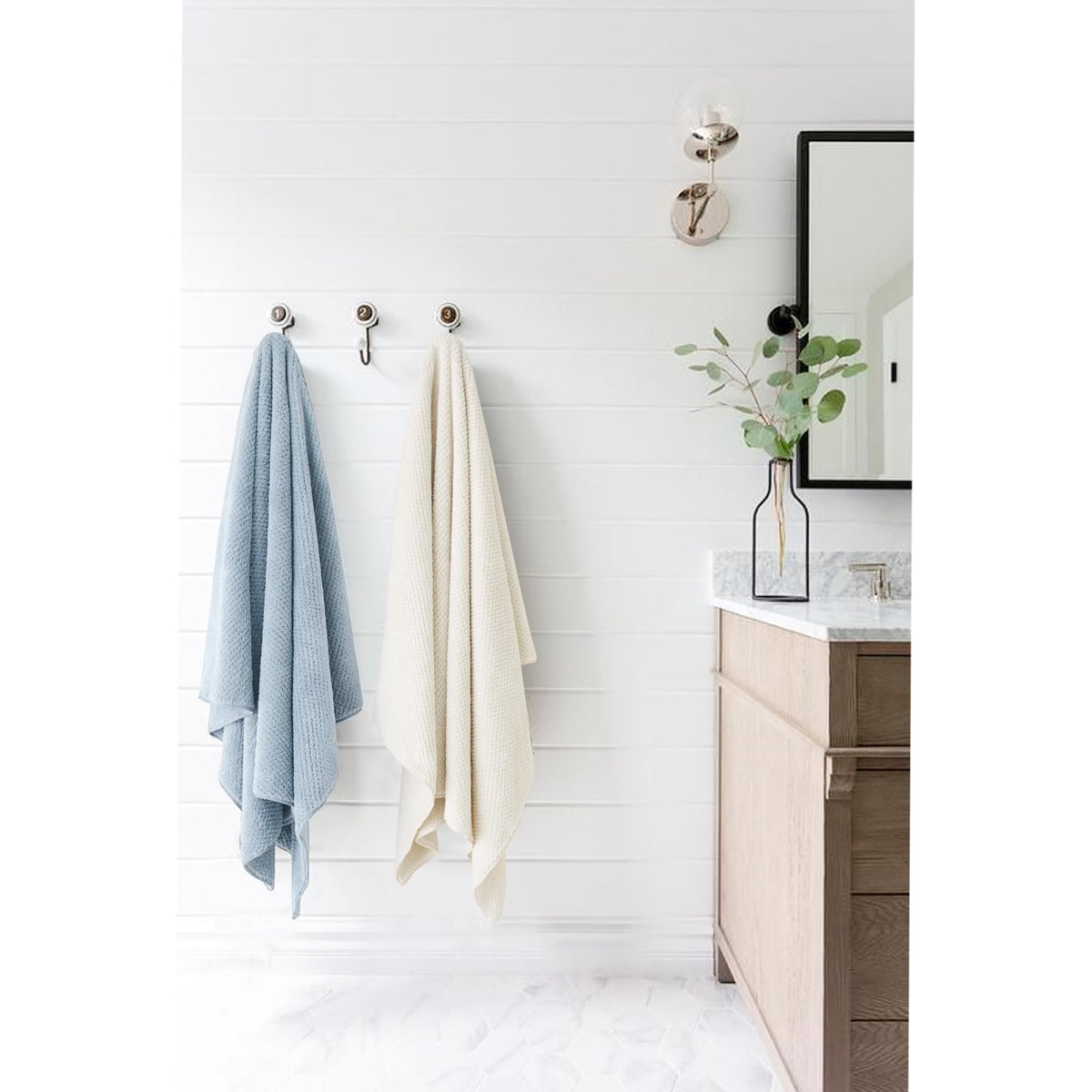 ROLSHOL Microfiber Hair Towels laid flat, highlighting size and texture