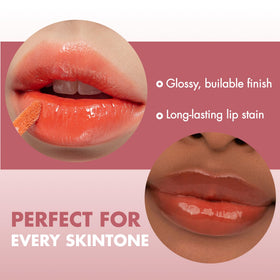 rom&nd JUICY LASTING TINT #08 Apple Brown on model lips