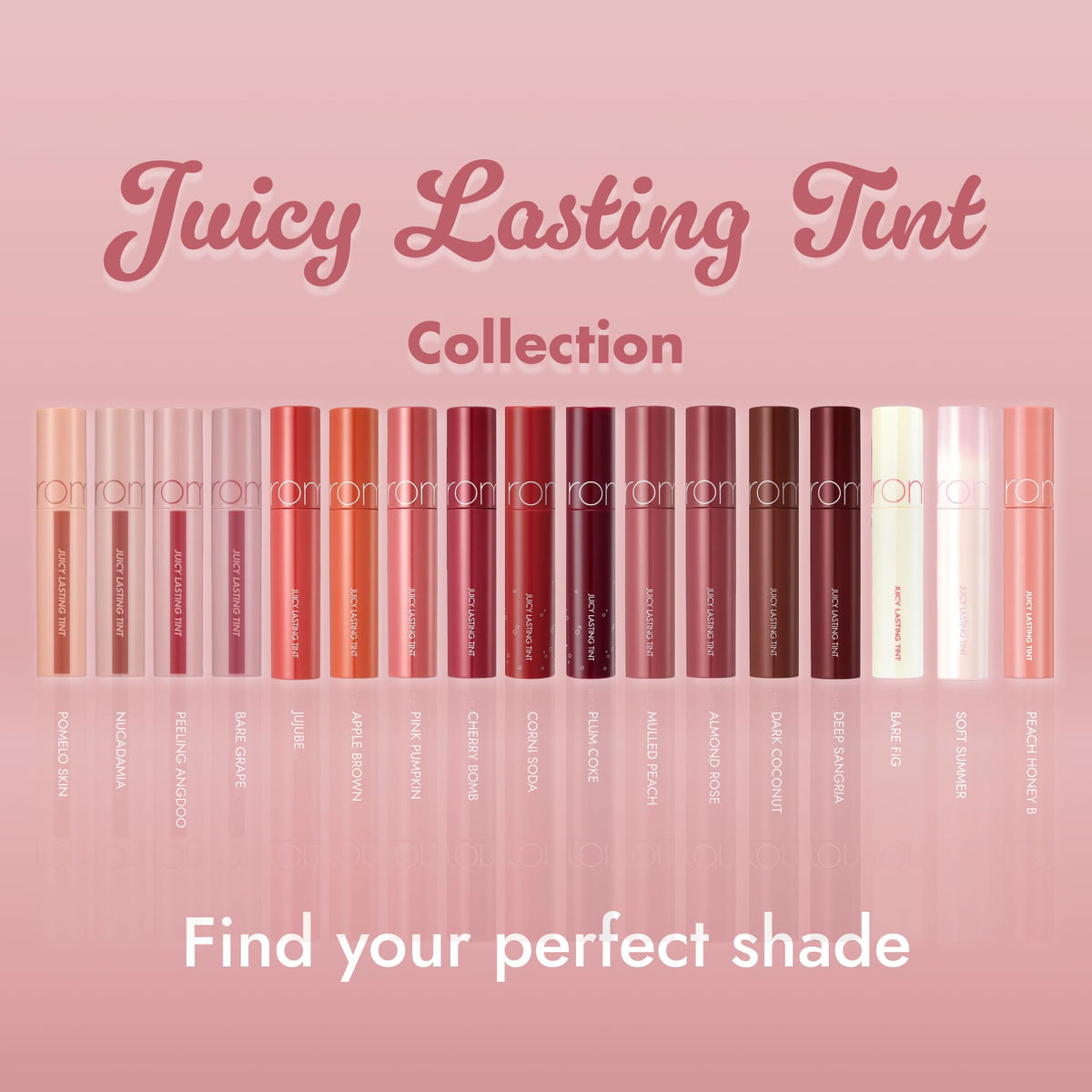 rom&nd Juicy Lasting Tint #18 Mulled Peach with other lip products