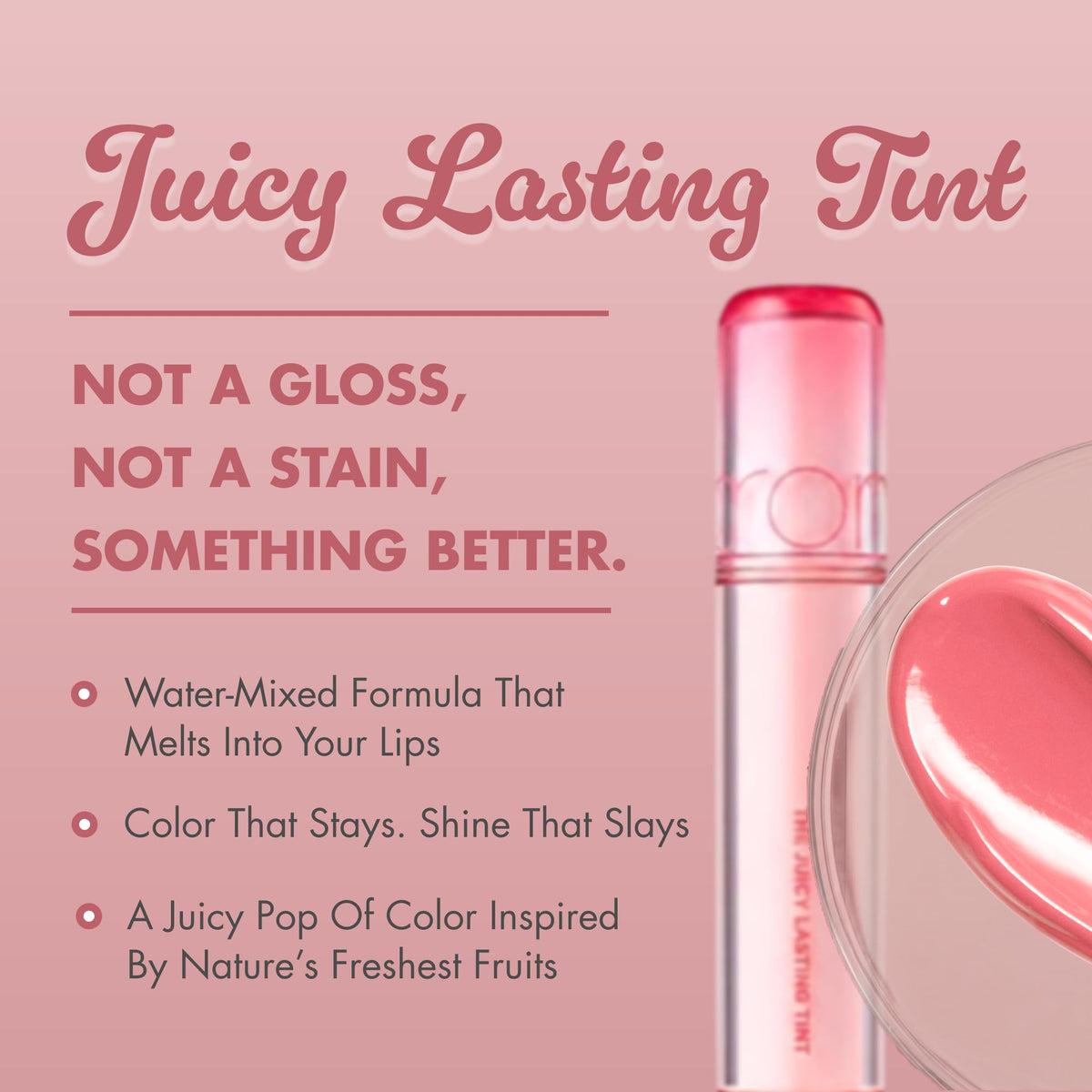 rom&nd Juicy Lasting Tint 23 Peach Peach Me swatch on skin