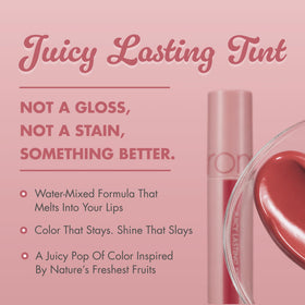 rom&nd Juicy Lasting Tint 24 PEELING ANGDOO glossy finish close-up