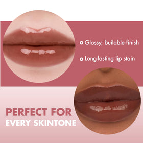 rom&nd Juicy Lasting Tint Dark Coconut glossy finish on lips