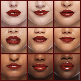 rom&nd MASSIVE LIP OIL swatch on lips showing natural glow