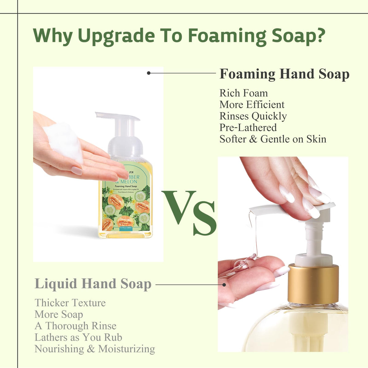 ROMIIE ZOI Cucumber & Melon Hand Soap close-up of foam texture