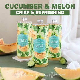 ROMIIE ZOI Cucumber & Melon Hand Soap refill bottles on display