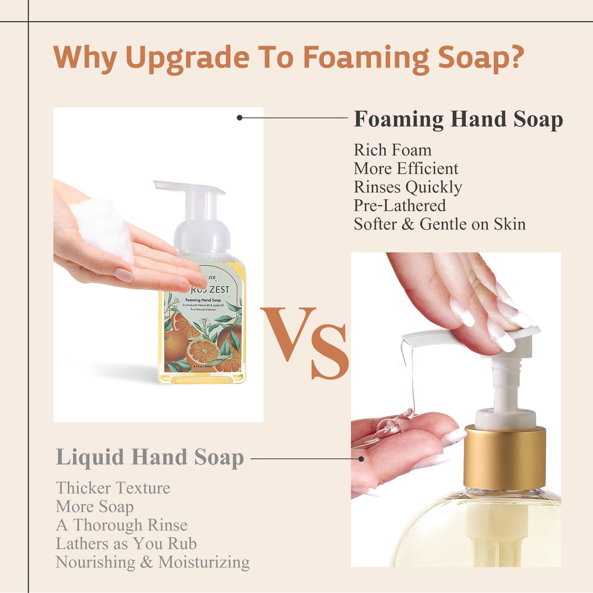 ROMIIE ZOI Foaming Hand Soap Citrus Zest close-up of label