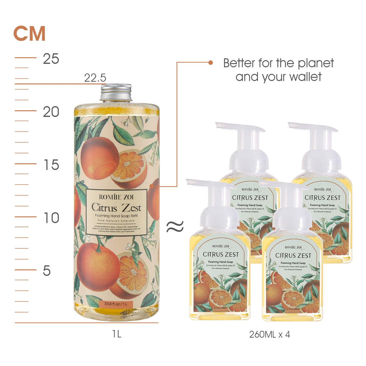 ROMIIE ZOI Foaming Hand Soap Citrus Zest in bathroom setting
