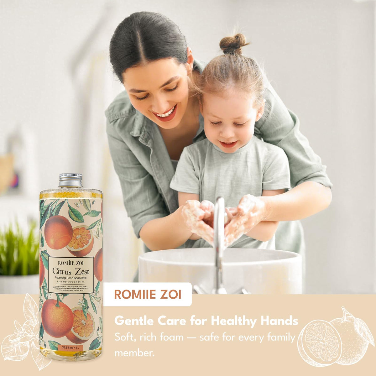 ROMIIE ZOI Foaming Hand Soap Citrus Zest with lather