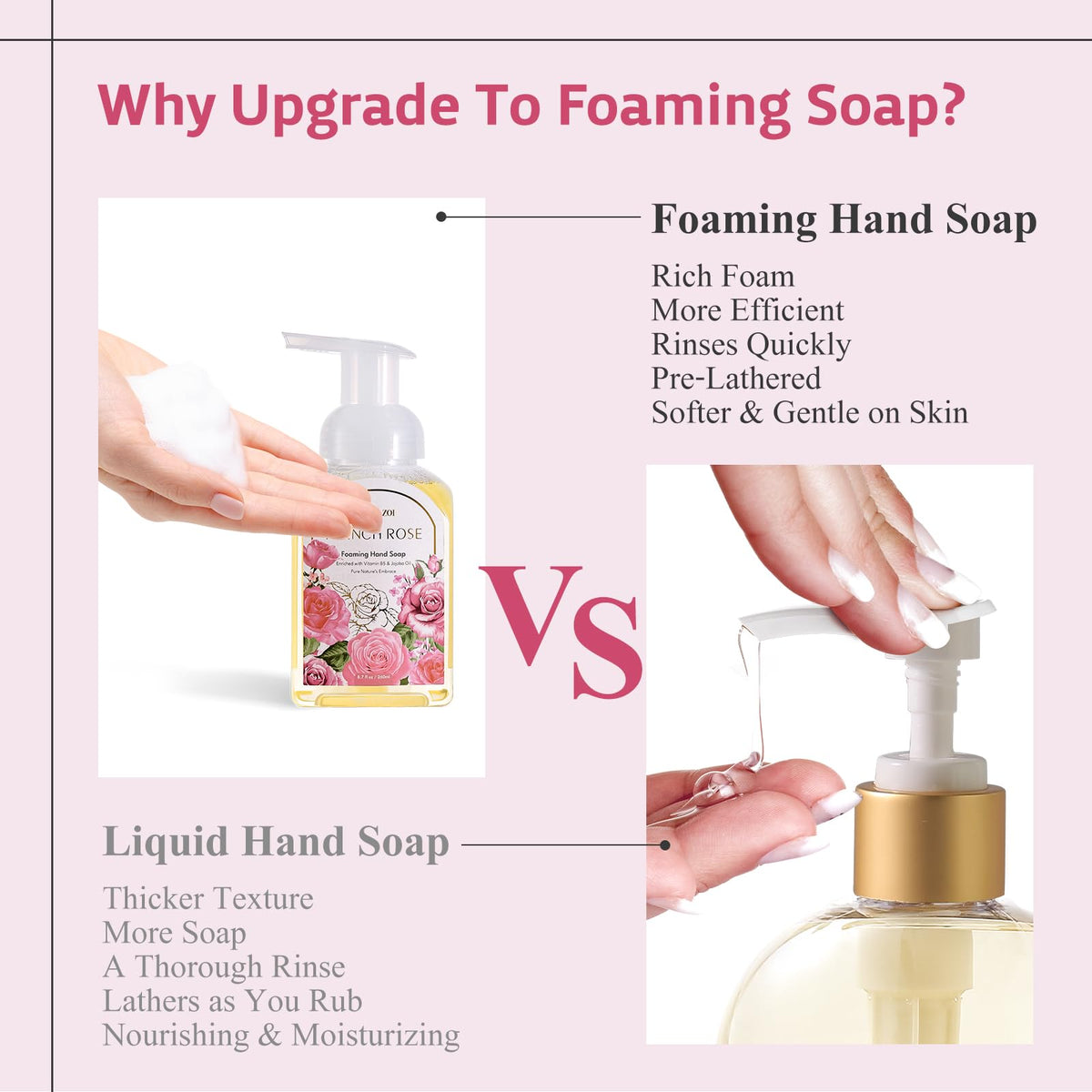 ROMIIE ZOI Foaming Hand Soap packaging with rose design