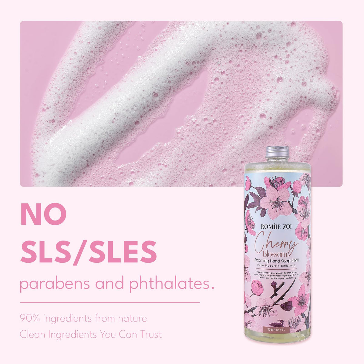 ROMIIE ZOI Foaming Hand Soap Refill Cherry Blossom back view