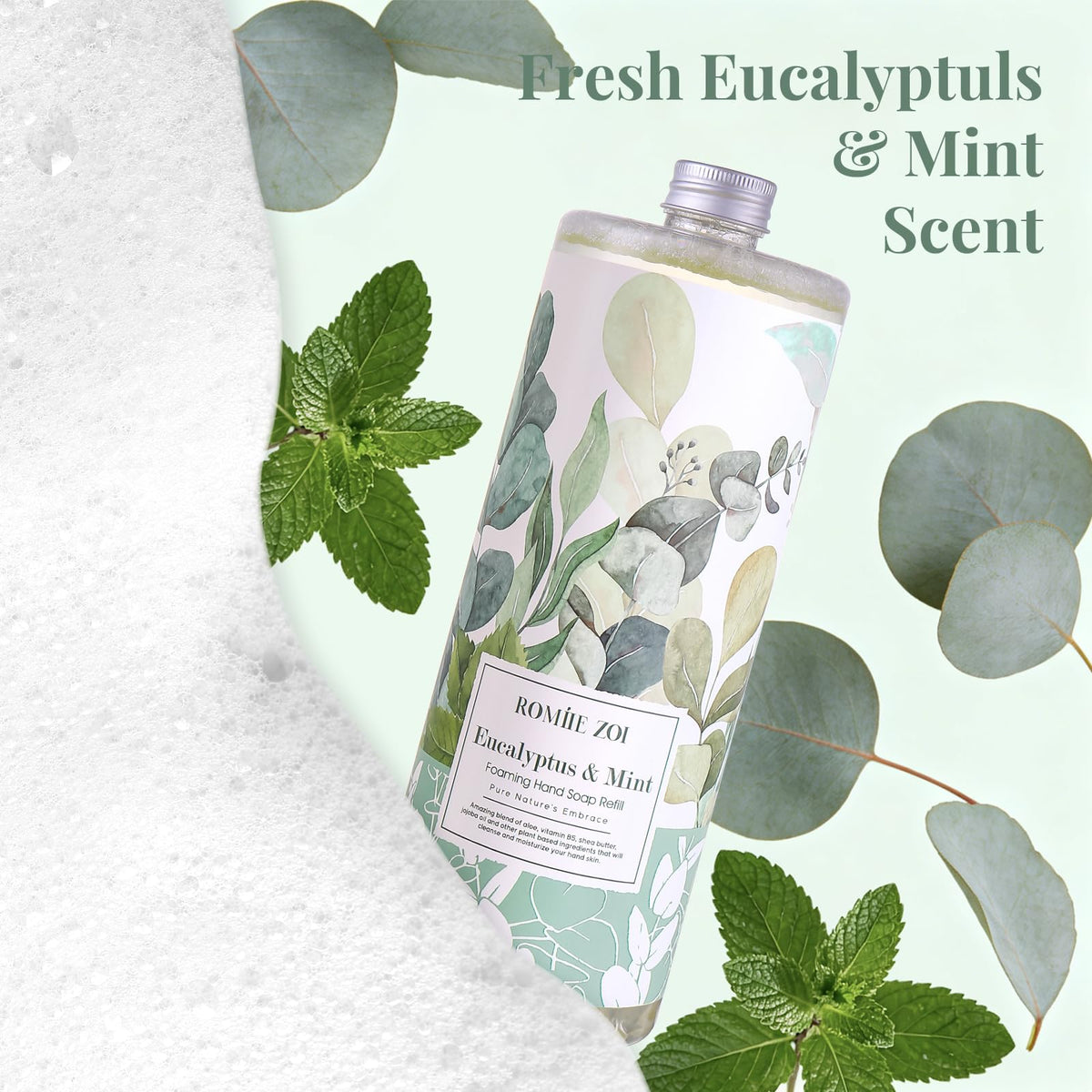 ROMIIE ZOI Foaming Hand Soap Refill Eucalyptus & Mint back view