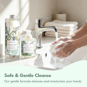 ROMIIE ZOI Foaming Hand Soap Refill Eucalyptus & Mint with fresh eucalyptus leaves