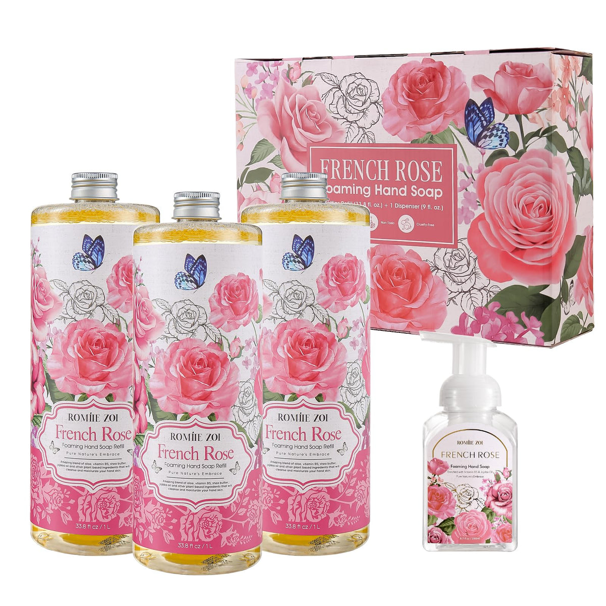 ROMIIE ZOI Foaming Hand Soap Refills 3-Pack Rose scent front view