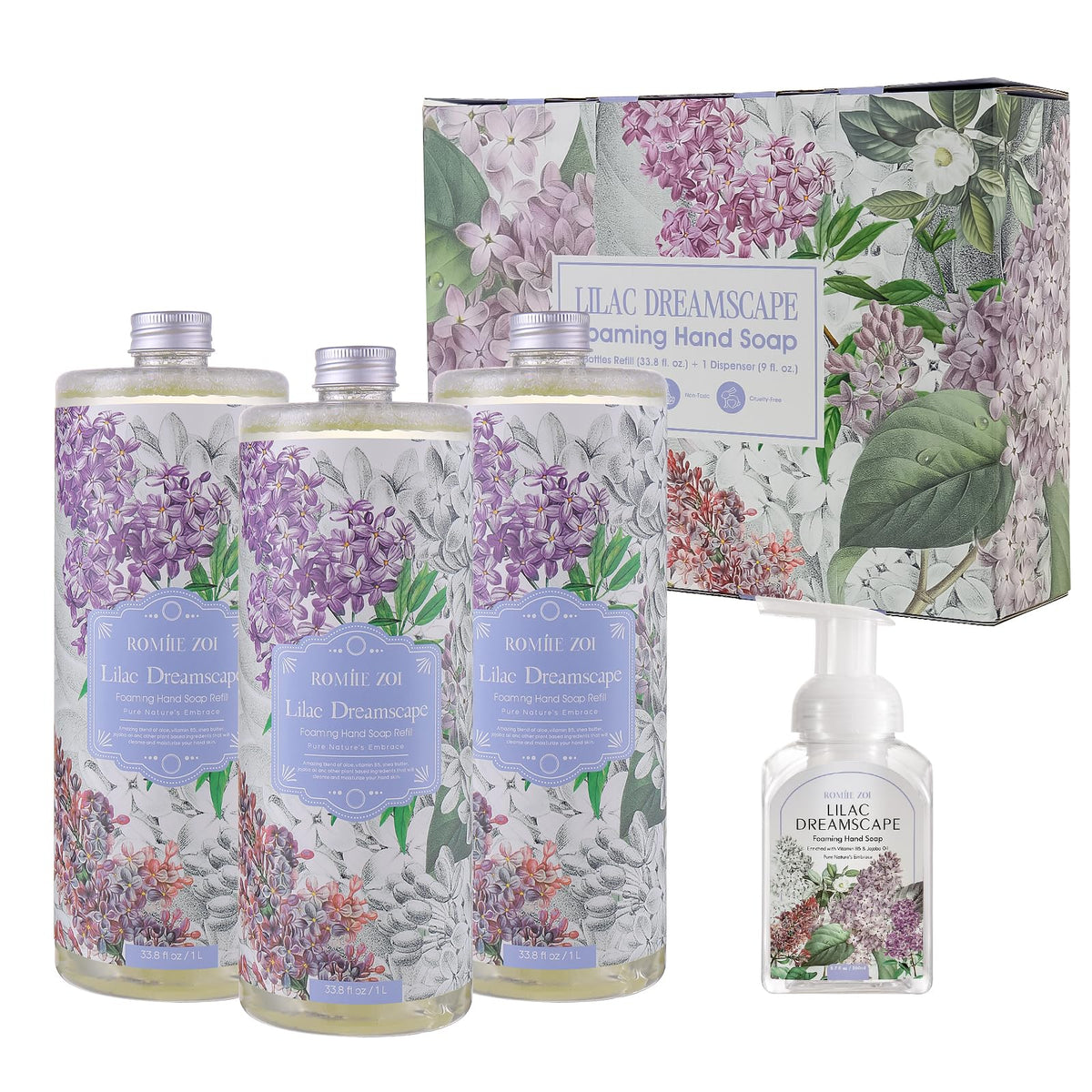 ROMIIE ZOI Foaming Hand Soap Refills 33.8 Fl Oz bottles with lilac scent