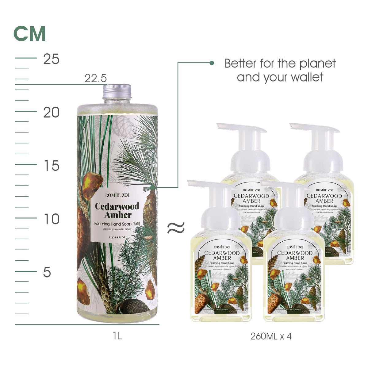 ROMIIE ZOI Foaming Hand Soap Refills Cedarwood scent packaging