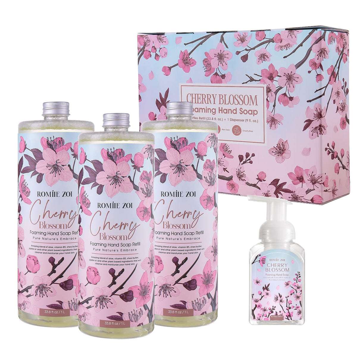ROMIIE ZOI Foaming Hand Soap Refills Cherry Blossom 1 L front view