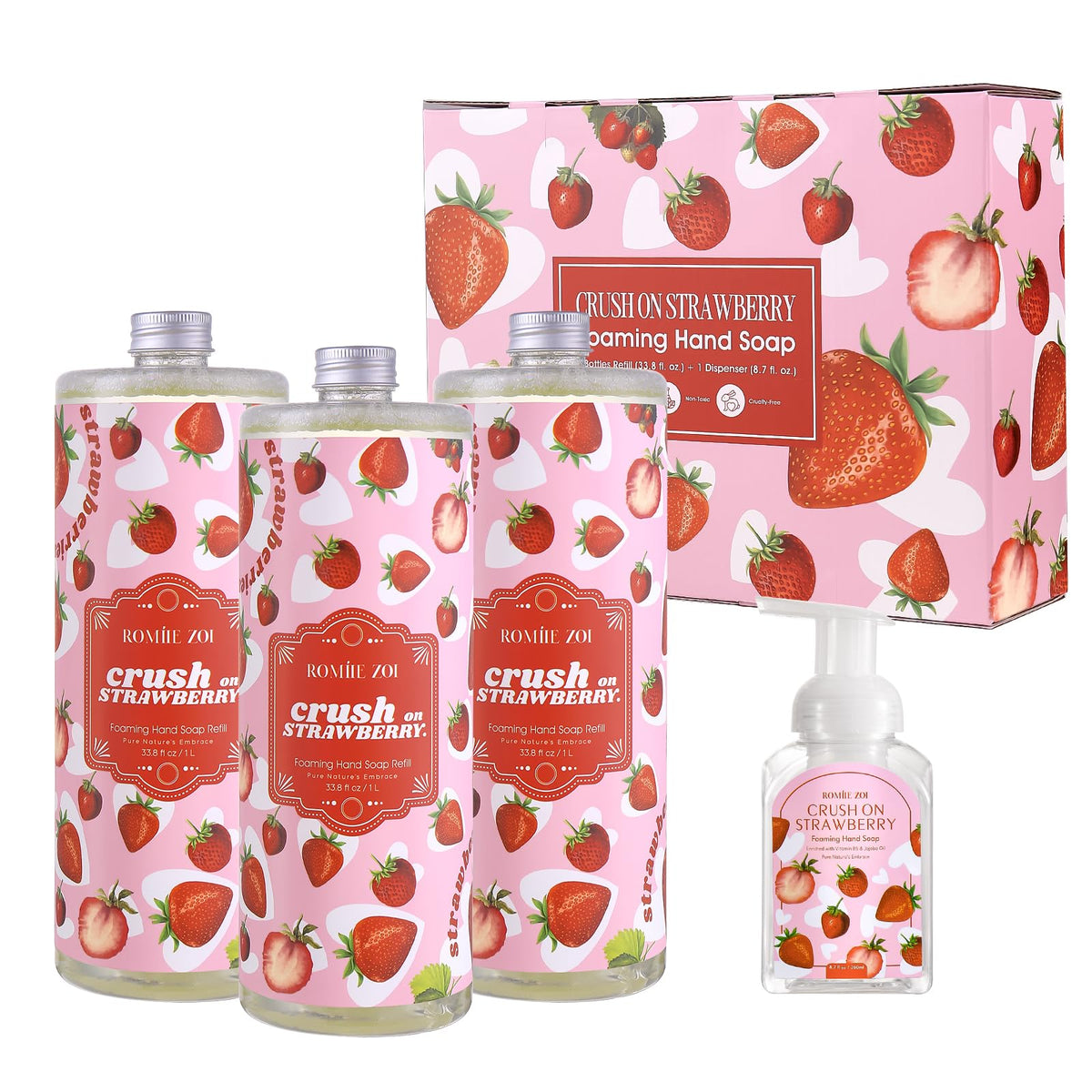 ROMIIE ZOI Foaming Hand Soap Refills Strawberry 1000mL bottle front view