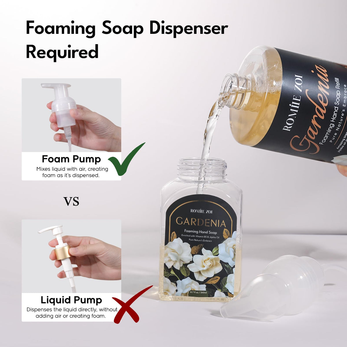 ROMIIE ZOI Gardenia Foaming Hand Soap refill bottles